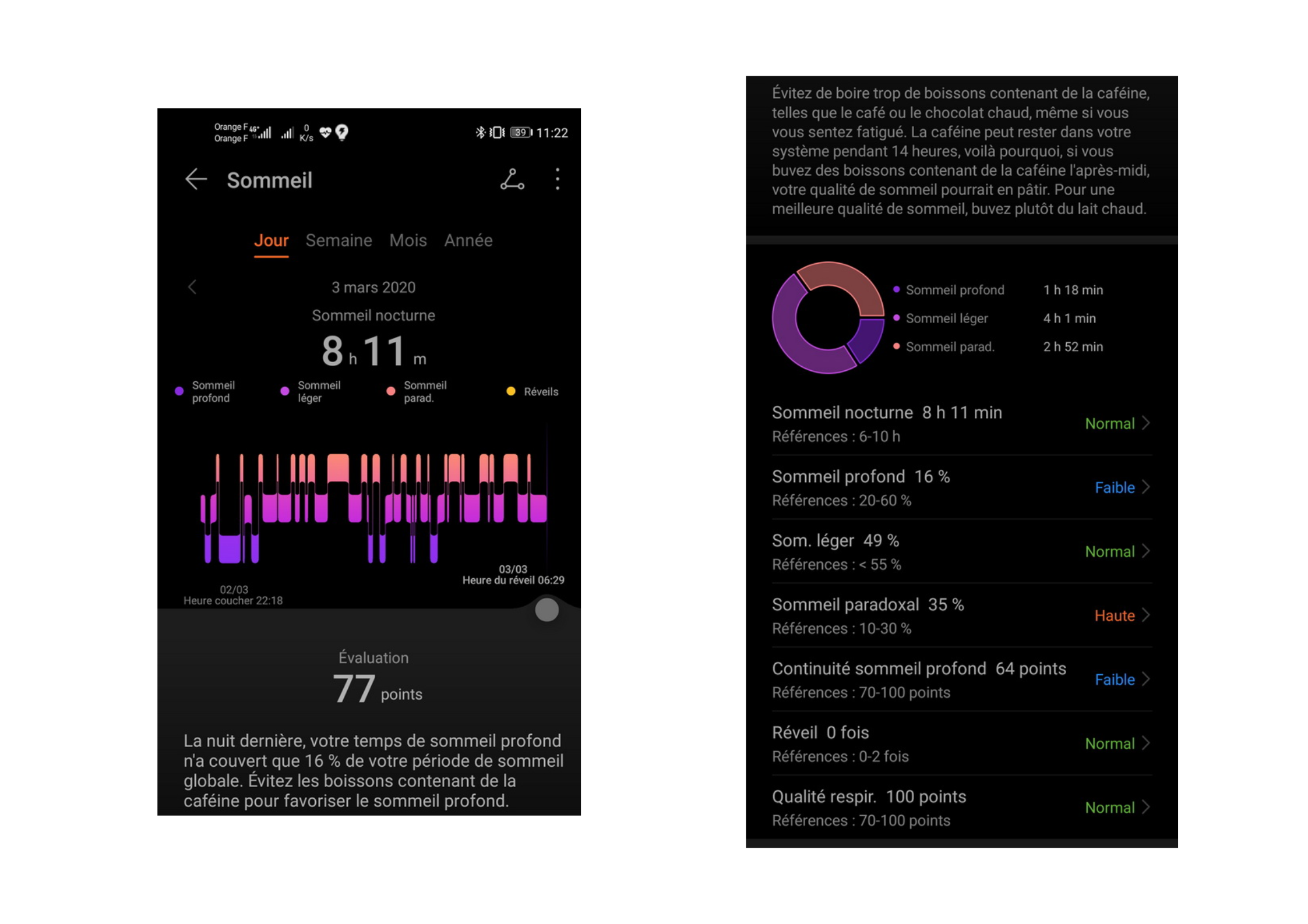 honor magicwatch 2 suivi du sommeil